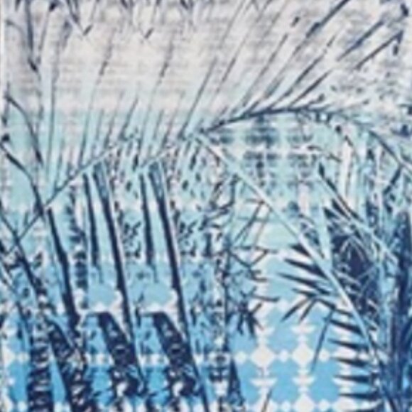 PINK LOTUS blue palm ombre print soft hi lo muscle tank NWT - Picture 3 of 4